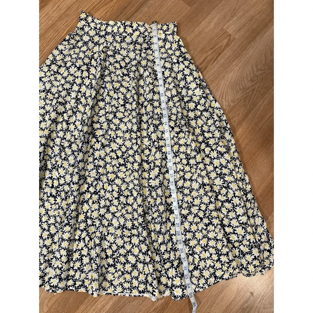 VTG 80s 90s JH Collectibles 10 Navy Blue Yellow White Floral Skirt Set Union Tag